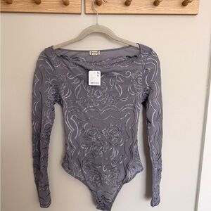 FP Long Sleeve Floral Mesh Bodysuit